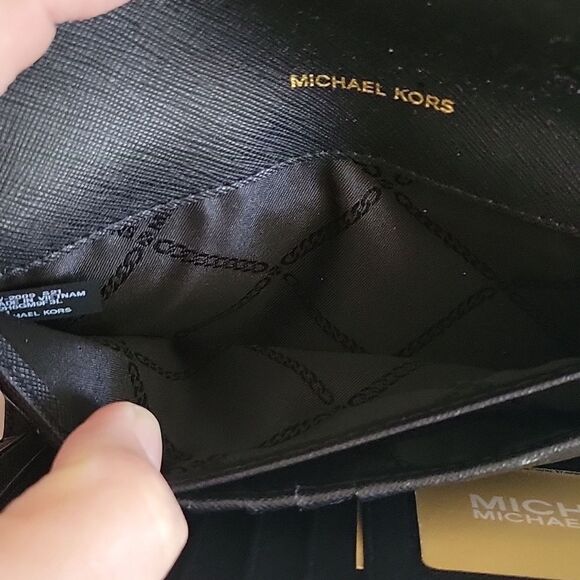 Michael Kors Tri-Fold Leather Wallet Black Jet Set - Picture 7 of 10